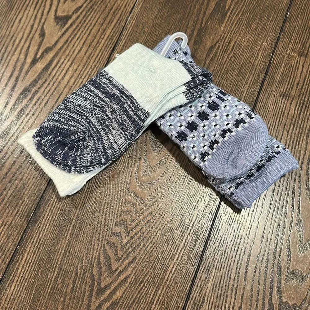 Cuddl Duds Girls Plushfill 2-Pack Fair Isle Boot Socks NEW